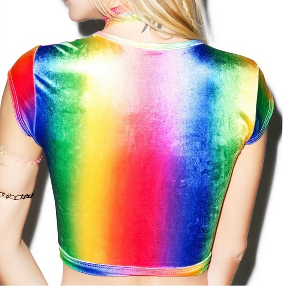 J Valentine Rainbow Velvet Crop Top 🍭 Dollskill festival rave - Picture 5 of 11